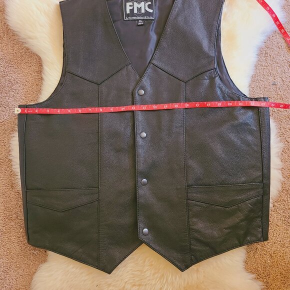 FMC Men's Black Leather Vest - Picture 4 of 7